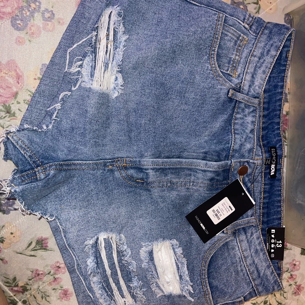 High rise ripped shorts